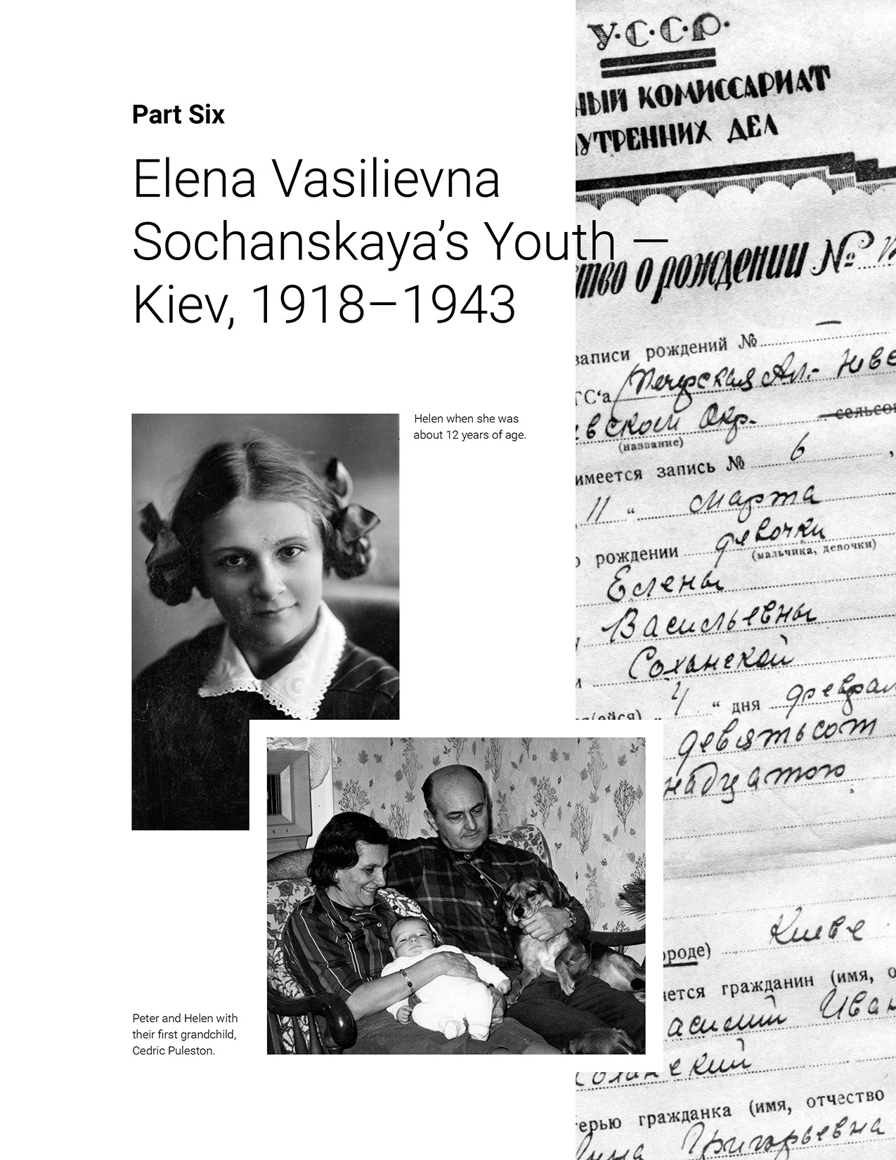 Part 6: Elena Vasileevna Sochanskaya Youth — Kiev, 1918–1943